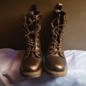 Black Lace-Up Combat Boots